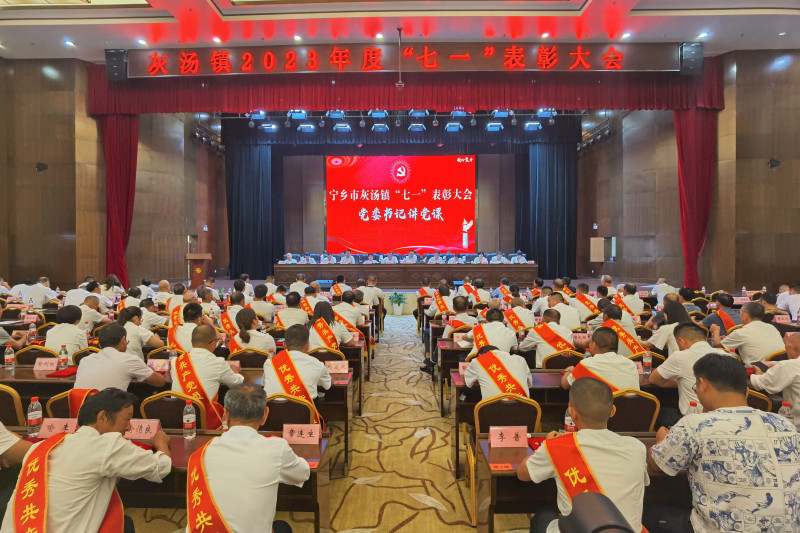 宁乡灰汤镇召开“七一”表彰大会，旨在进一步激励全镇广大党员干部携手聚力,将灰汤高质量打造成为“康养、会务、体育小镇”。长沙晚报全媒体记者 张禹 摄