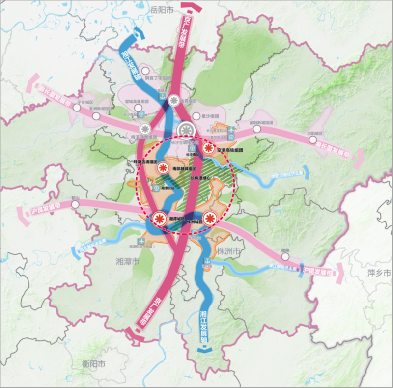 长株潭都市圈空间协调示意图