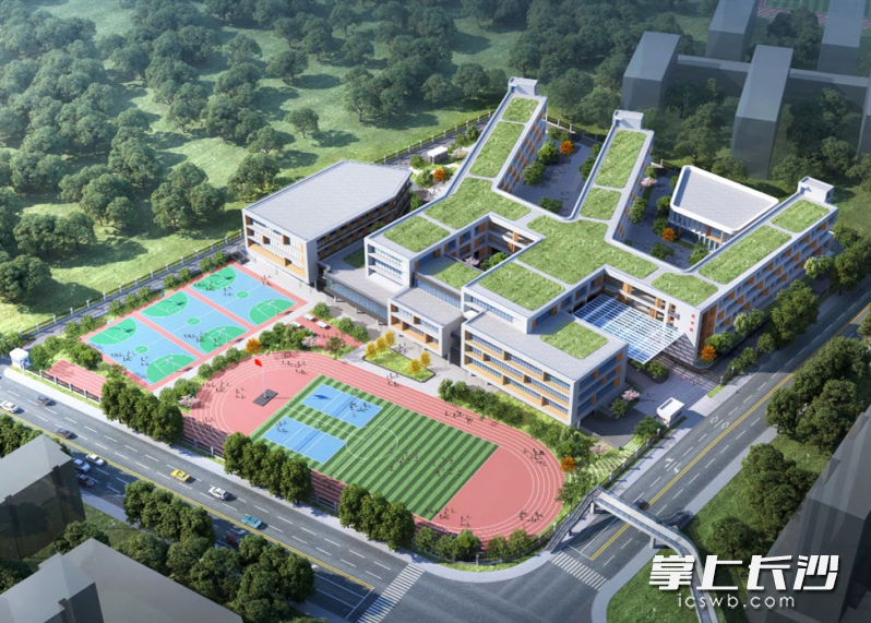 岳麓实验谷山小学俯瞰效果图。  均为长沙晚报通讯员周秋燕供图