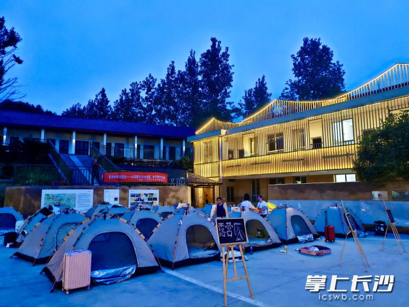 搭起帐篷露营。