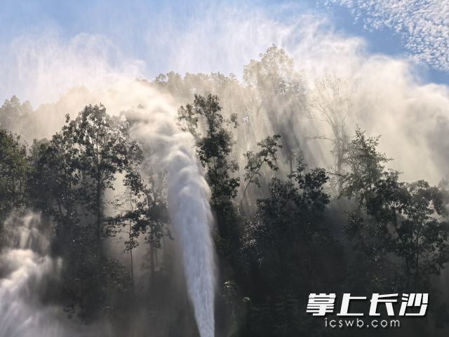 演练中多方配合，“大火”很快被扑灭。