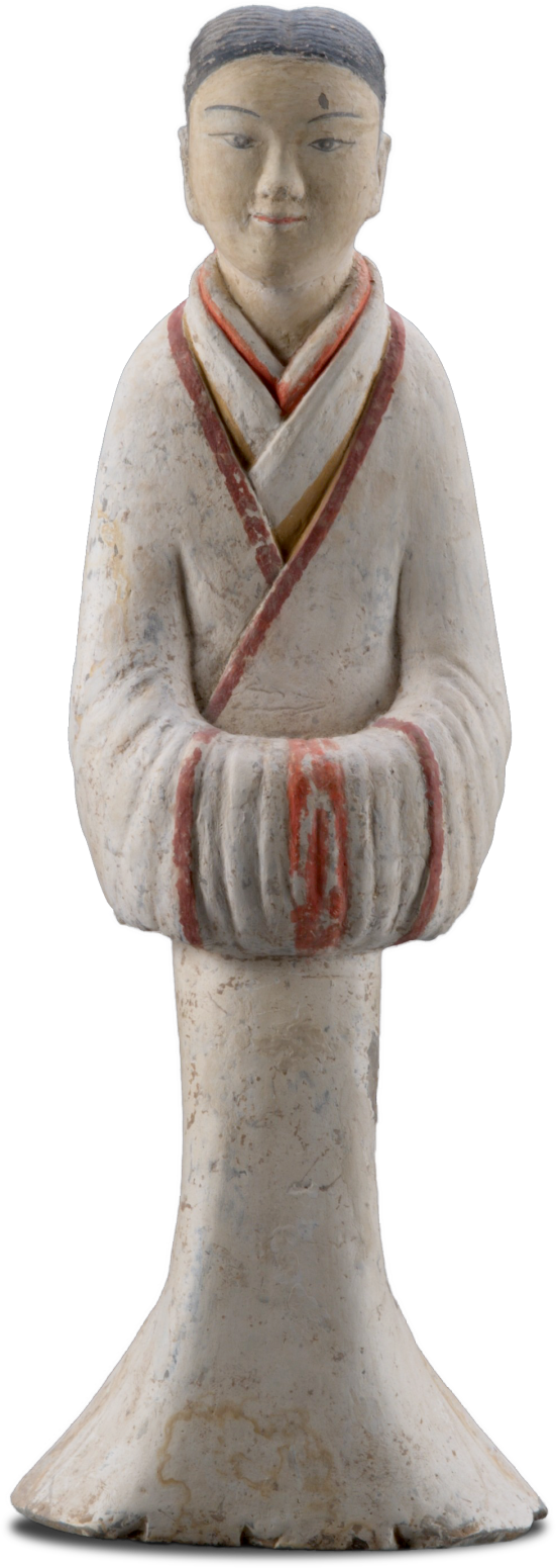 △着三重衣的塑衣式彩绘侍女俑