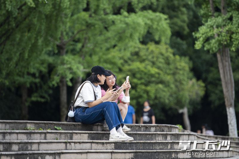 市民游客在烈士公园内休息。长沙晚报全媒体记者 郭雨滴 摄