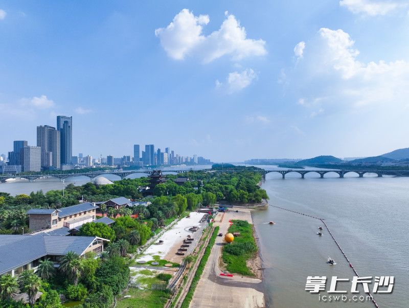 橘子洲沙滩公园，游客们正在体验驾乘水陆两栖车观光。均为长沙晚报全媒体记者 邹麟 周数邑 摄