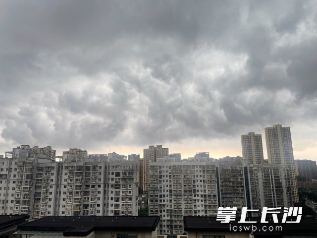 长沙市气象台连续发布预警信号。  长沙晚报全媒体记者 舒元臻摄