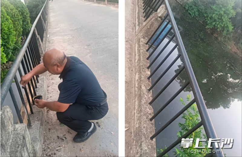 浏阳市澄潭江镇吾田村二党支部党员王贤虎，自掏腰包购买油漆和工具，利用闲暇时间对桥梁护栏进行全面粉刷。长沙晚报通讯员 王利 供图