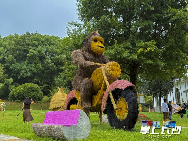 稻草扎的金刚炫酷骑行。