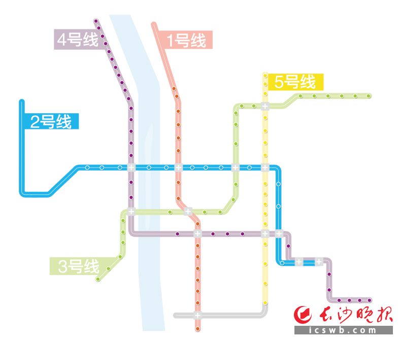 长沙五彩地铁网络 制图/王斌