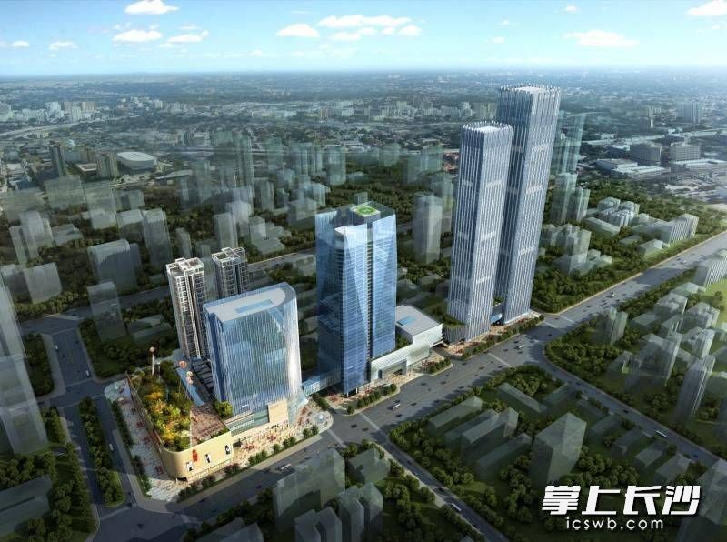 袁家岭新商圈的鸟瞰效果图。