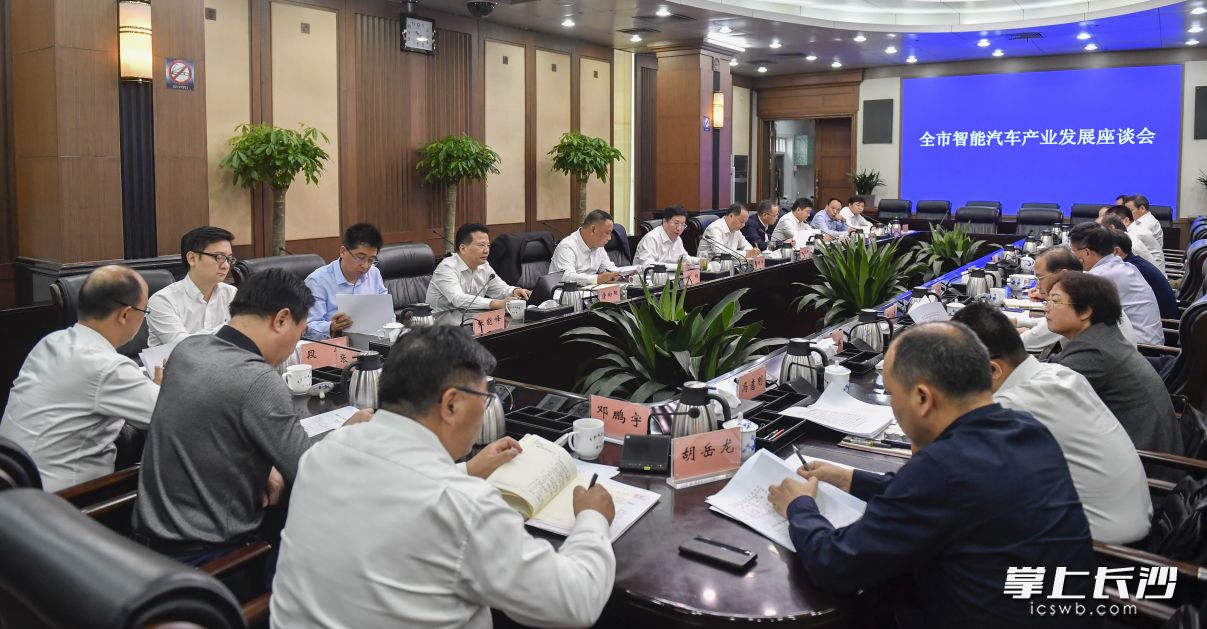 胡衡华主持召开全市智能汽车产业发展座谈会。长沙晚报全媒体记者 余劭劼 