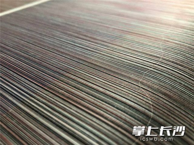 细密的经线用颜色区分捻向。